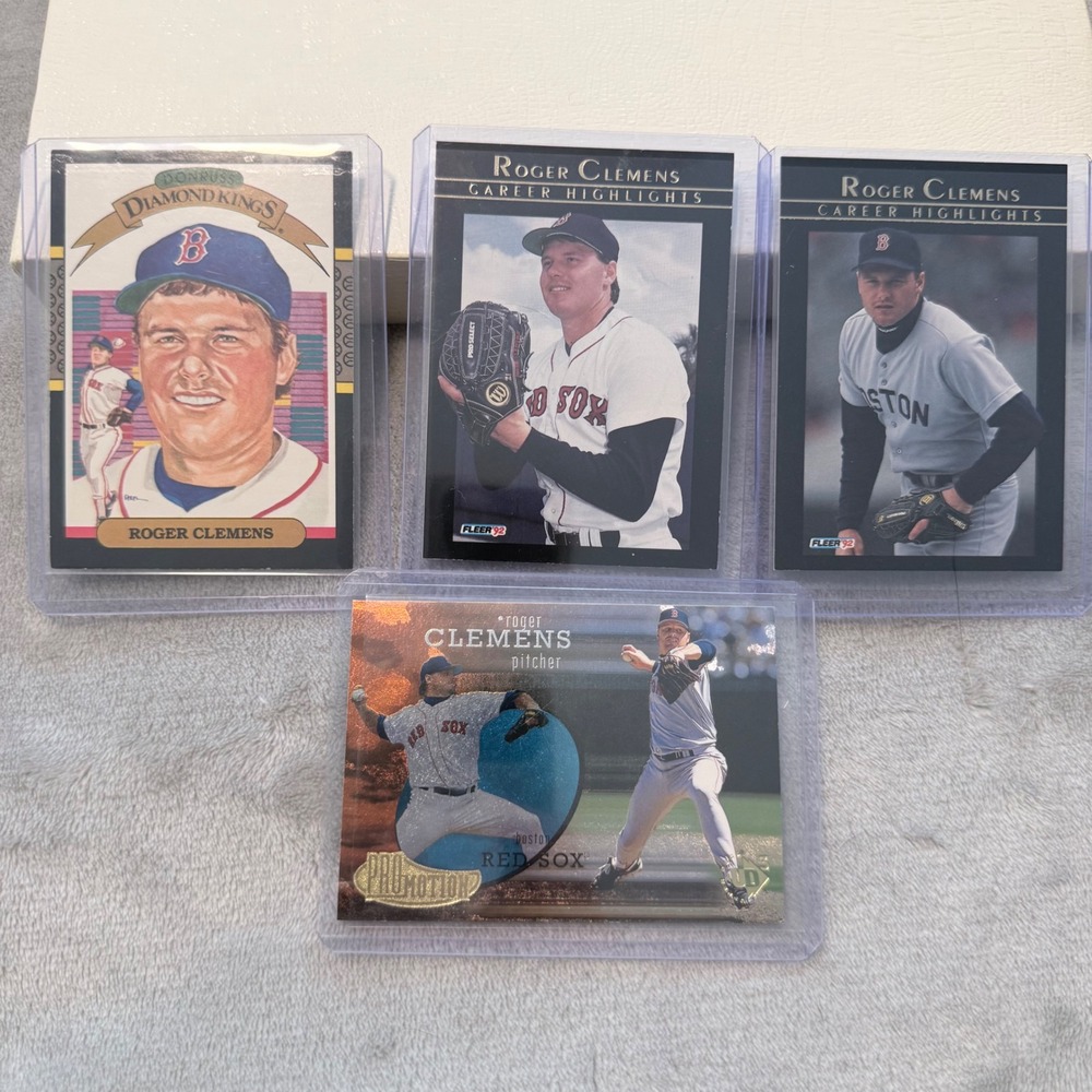 Roger Clemens 4 Card Lot Donruss‎ Diamond Kings Fleer UD3 Boston Red Sox MLB